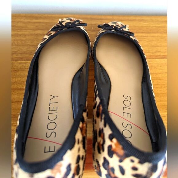 Sole Society Natalie Leopard Print Calf Fur Slip On Ballet Flats Mobwife 11 - Picture 8 of 10